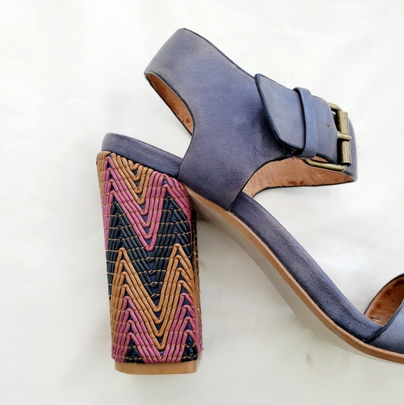 Vintage Ella Moss block heels leather sandals - Picture 2 of 10